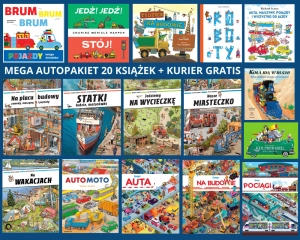 MEGA AUTOPAKIET 20 książek o pojazdach, pociągach, robotach i maszynach budowlanych + rabat 40% + KURIER GRATIS!